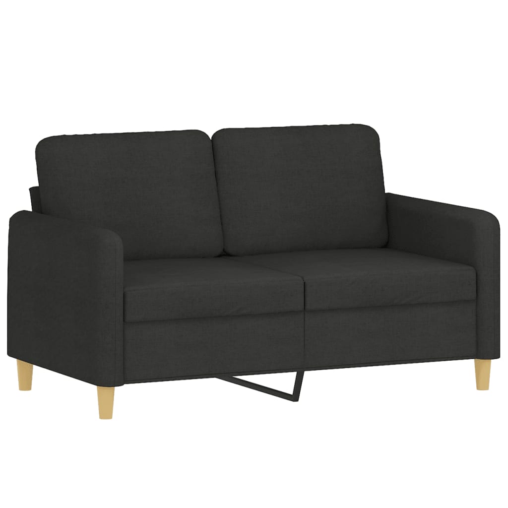 Canapea cu 2 locuri cu pernute, negru, 120 cm, textil — imaginea 4