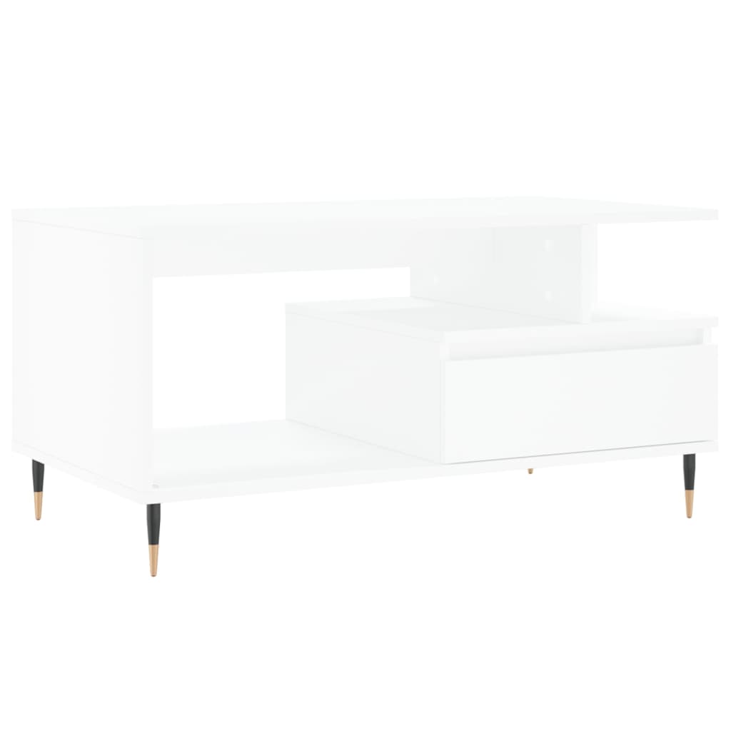 Masuta de cafea, alb, 90x49x45 cm, lemn prelucrat