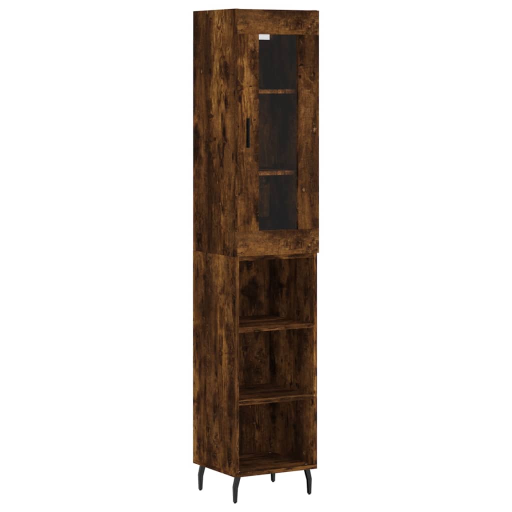 Dulap inalt, stejar fumuriu, 34,5x34x180 cm, lemn prelucrat