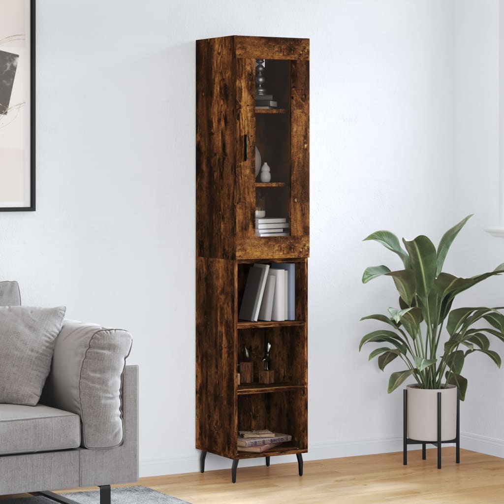Dulap inalt, stejar fumuriu, 34,5x34x180 cm, lemn prelucrat — imaginea 2