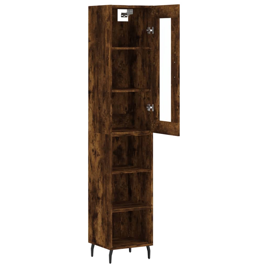 Dulap inalt, stejar fumuriu, 34,5x34x180 cm, lemn prelucrat — imaginea 4