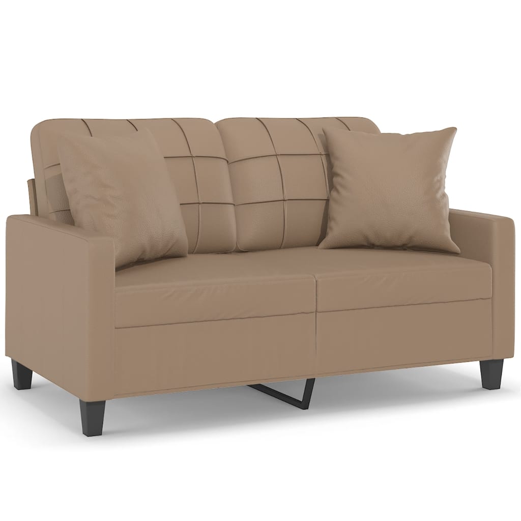 Canapea cu 2 locuri cu pernute, cappuccino, 120 cm, piele eco.