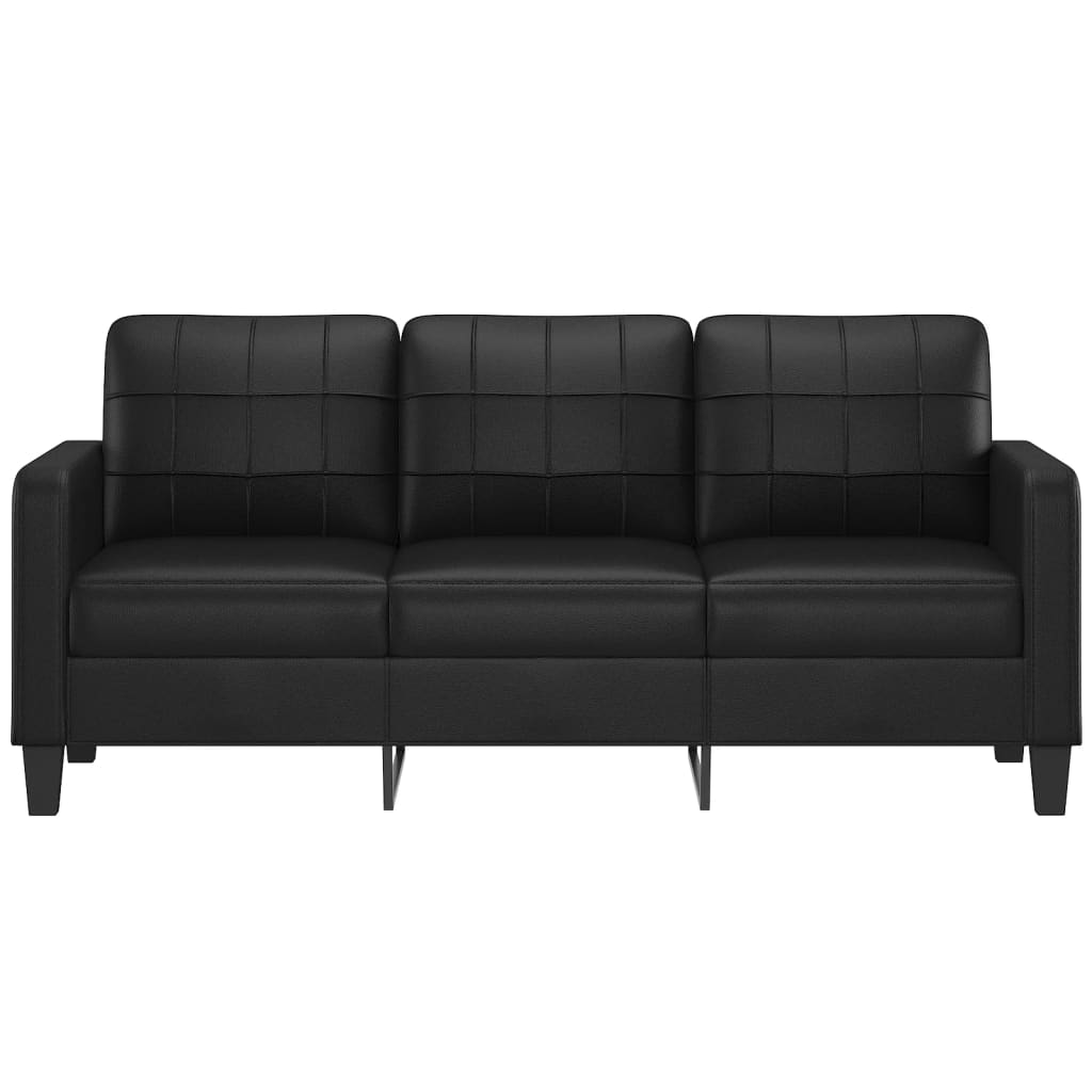 Canapea cu 3 locuri, negru, 180 cm, piele ecologica - imagine 3
