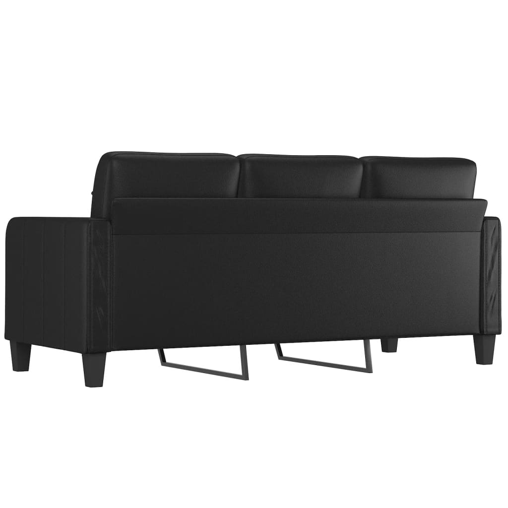 Canapea cu 3 locuri, negru, 180 cm, piele ecologica - imagine 5