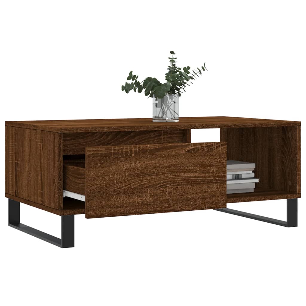Masuta de cafea, stejar maro, 90x50x36,5 cm, lemn prelucrat — imaginea 4