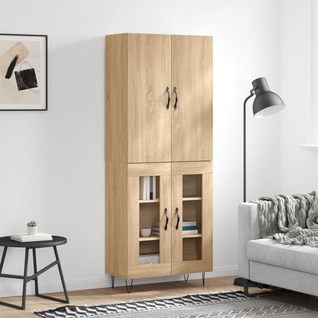 Dulap inalt, stejar sonoma, 69,5x34x180 cm, lemn compozit — imaginea 2