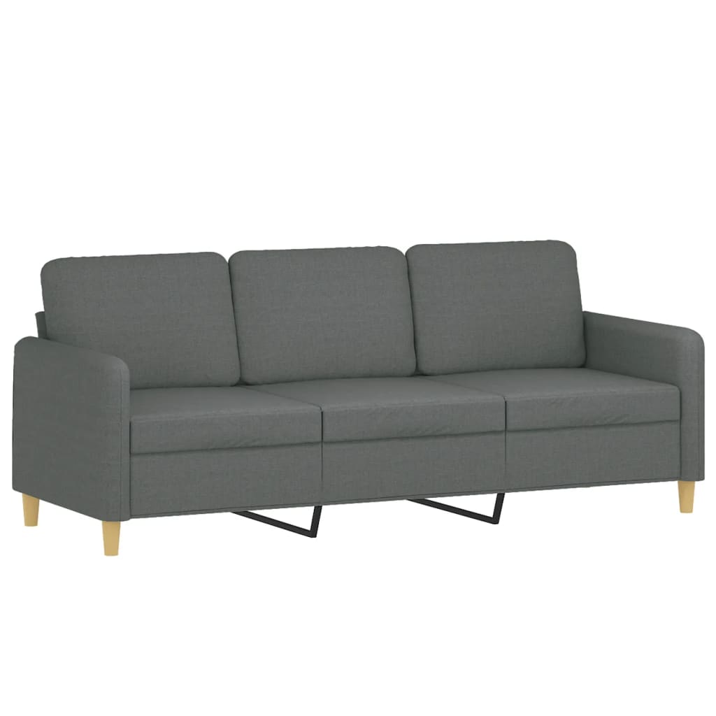 Canapea cu 3 locuri cu pernute, gri inchis, 180 cm, textil — imaginea 4