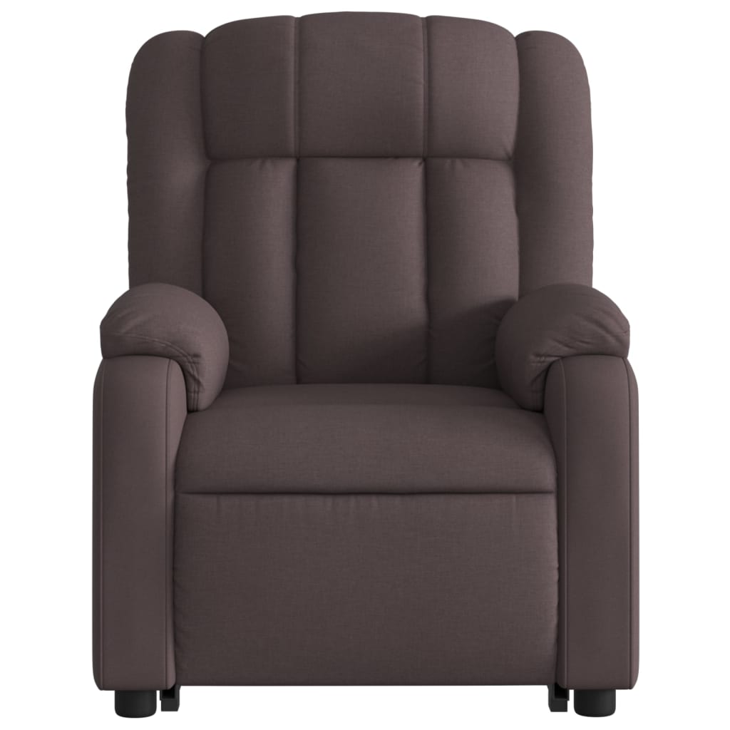 Fotoliu electric rabatabil cu ridicare, maro inchis, textil — imaginea 8