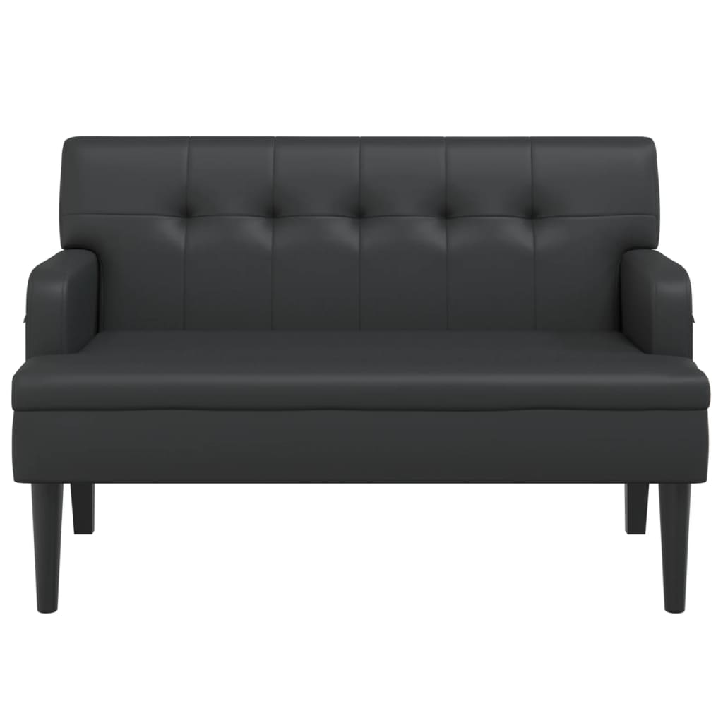 Bancheta cu spatar, negru, 112x65,5x75 cm, piele ecologica - imagine 3