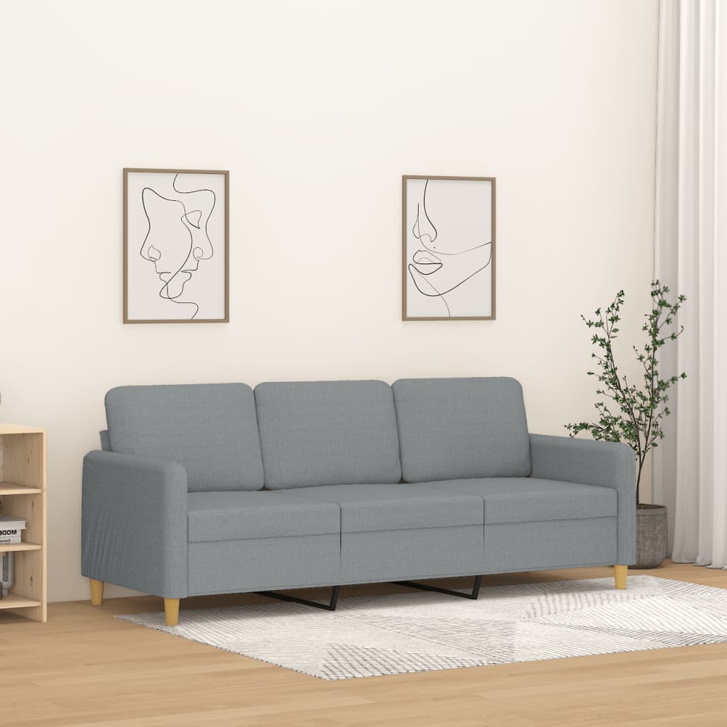 Canapea cu 3 locuri, gri deschis, material 180CM textil — imaginea 2