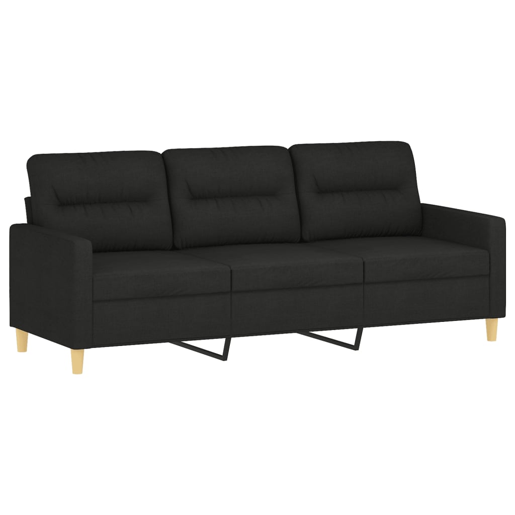 Canapea cu 3 locuri, negru, 180 cm, material textil