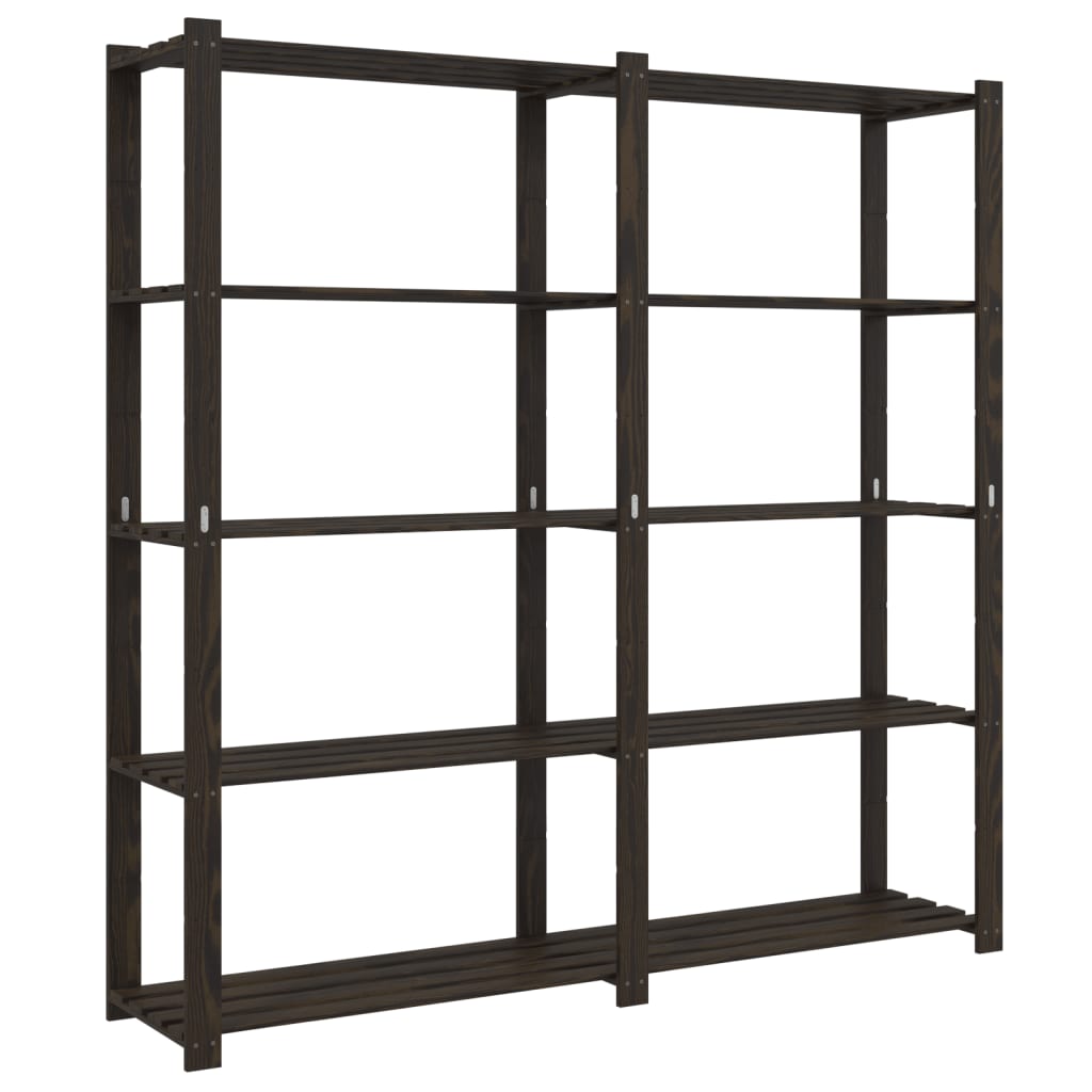 Suport depozitare 5 niveluri negru 170x38x170 cm lemn masiv pin