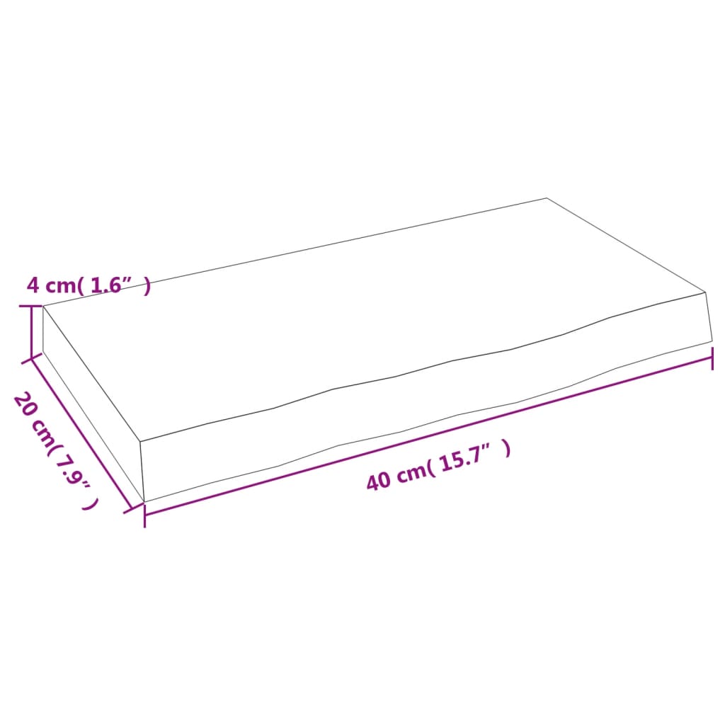 Polita perete maro deschis 40x20x4 cm lemn masiv stejar tratat — imaginea 5