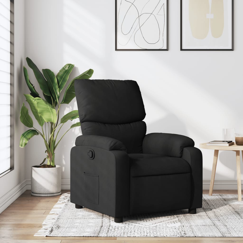 Fotoliu rabatabil, negru, material textil — imaginea 2