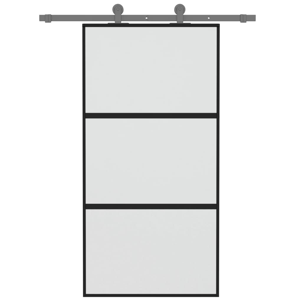 Usa glisanta, negru, 102,5x205 cm, sticla securizata/aluminiu — imaginea 3