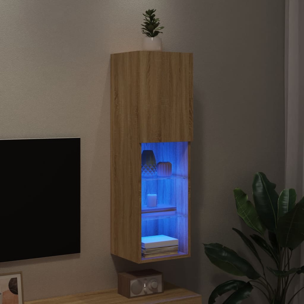 Comoda TV cu lumini LED, stejar sonoma, 30,5x30x102 cm — imaginea 5
