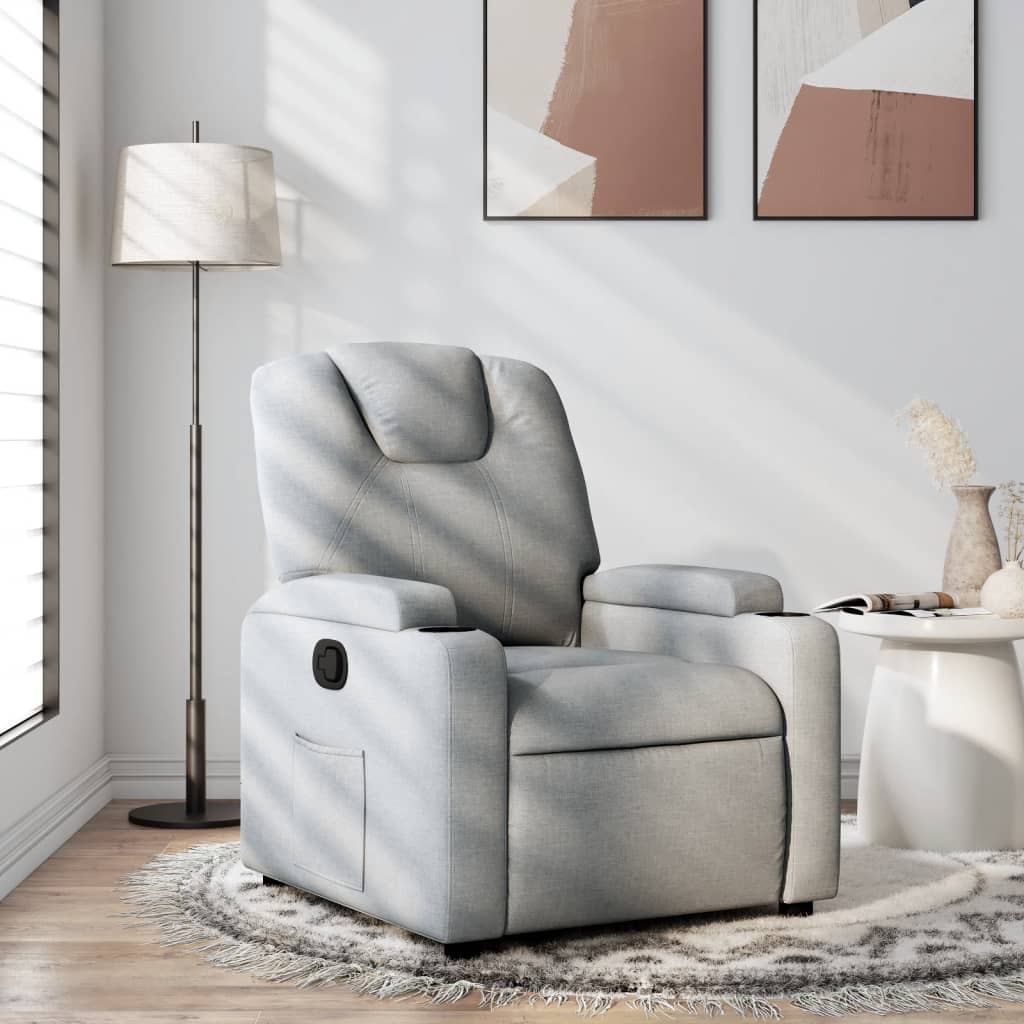 Fotoliu rabatabil, gri deschis, material textil — imaginea 2