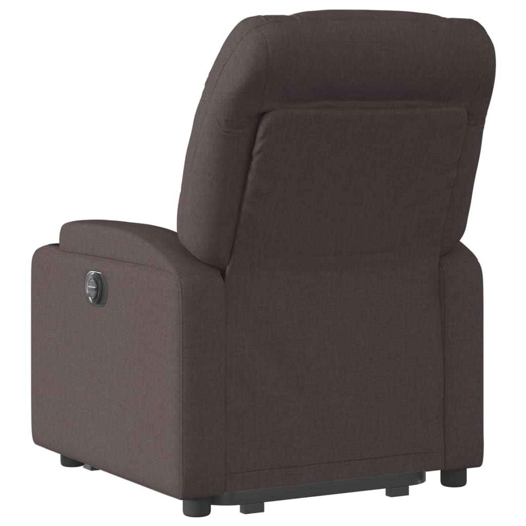 Fotoliu electric rabatabil cu ridicare, maro inchis, textil — imaginea 4