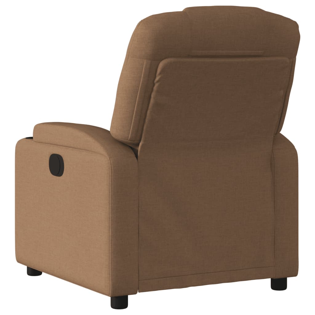 Fotoliu rabatabil electric, maro, material textil — imaginea 4