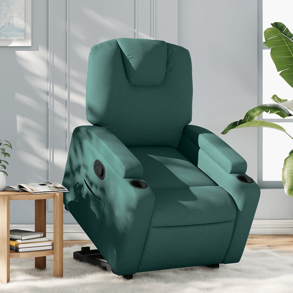 Fotoliu rabatabil ridicare pe verticala, verde inchis, textil — imaginea 2