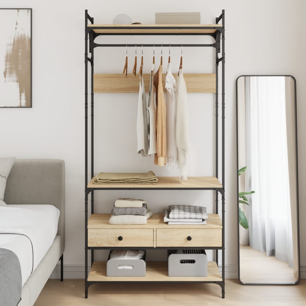 Sifonier cu sertare stejar sonoma 89x39x184,5 cm lemn compozit — imaginea 2