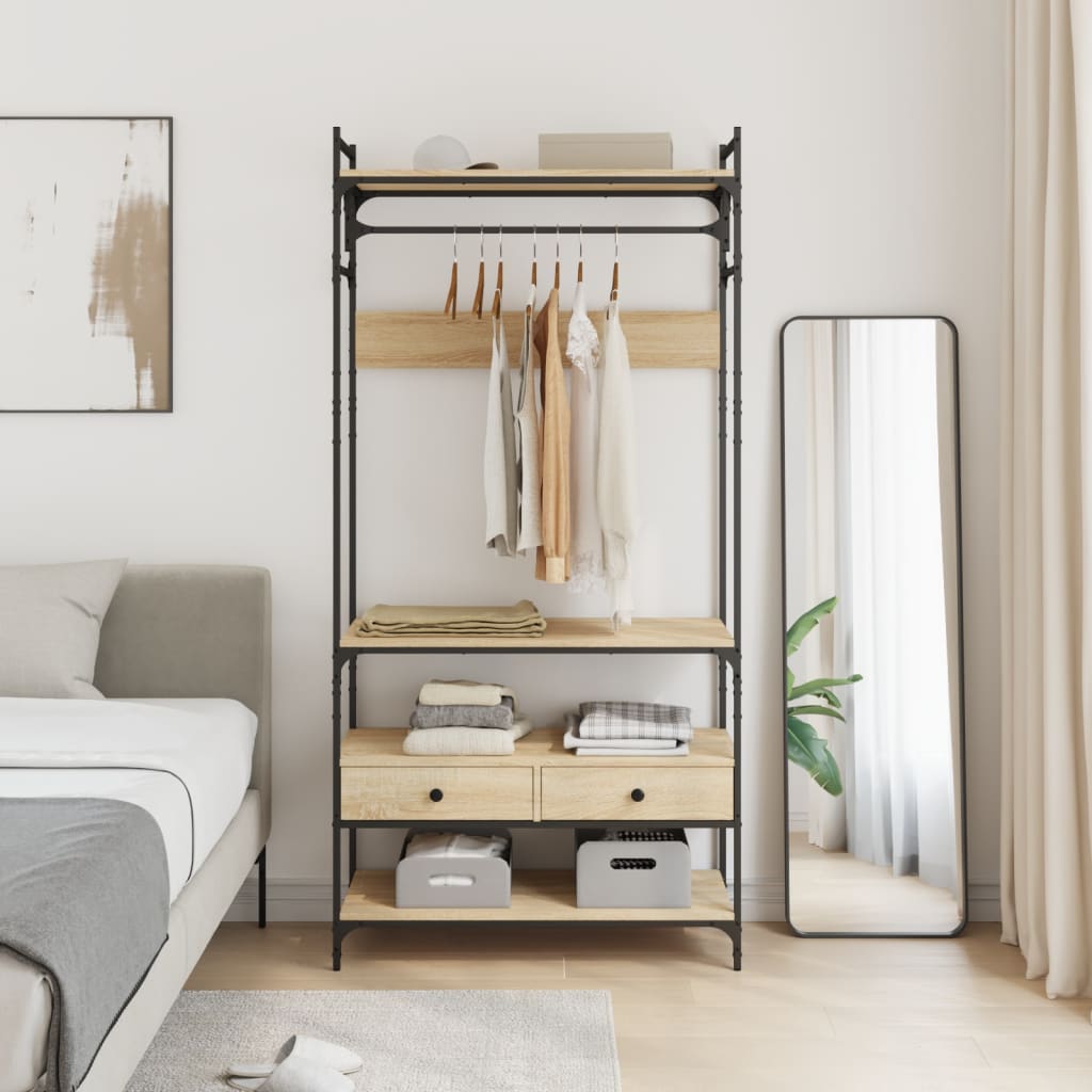 Sifonier cu sertare stejar sonoma 89x39x184,5 cm lemn compozit — imaginea 3