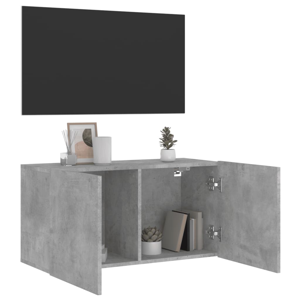 Comoda TV de perete, gri beton, 80x30x41 cm — imaginea 4