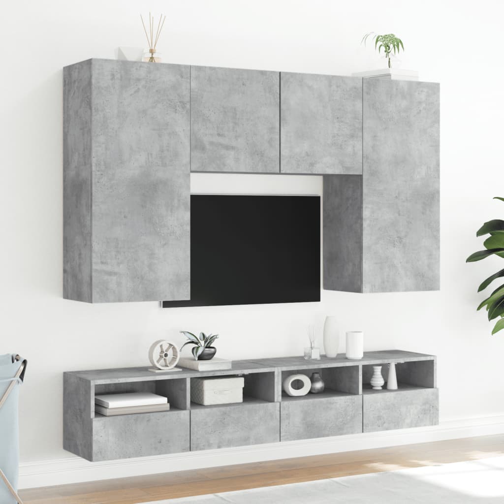Comode TV de perete, 2 buc., gri beton, 80x30x30 cm, lemn — imaginea 4