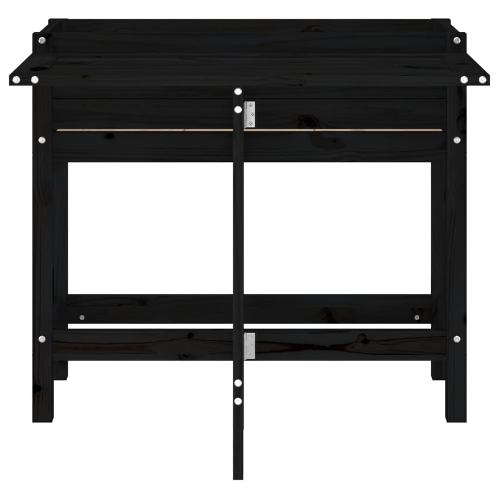 Jardiniera de gradina cu blat pliabil negru lemn masiv pin — imaginea 4