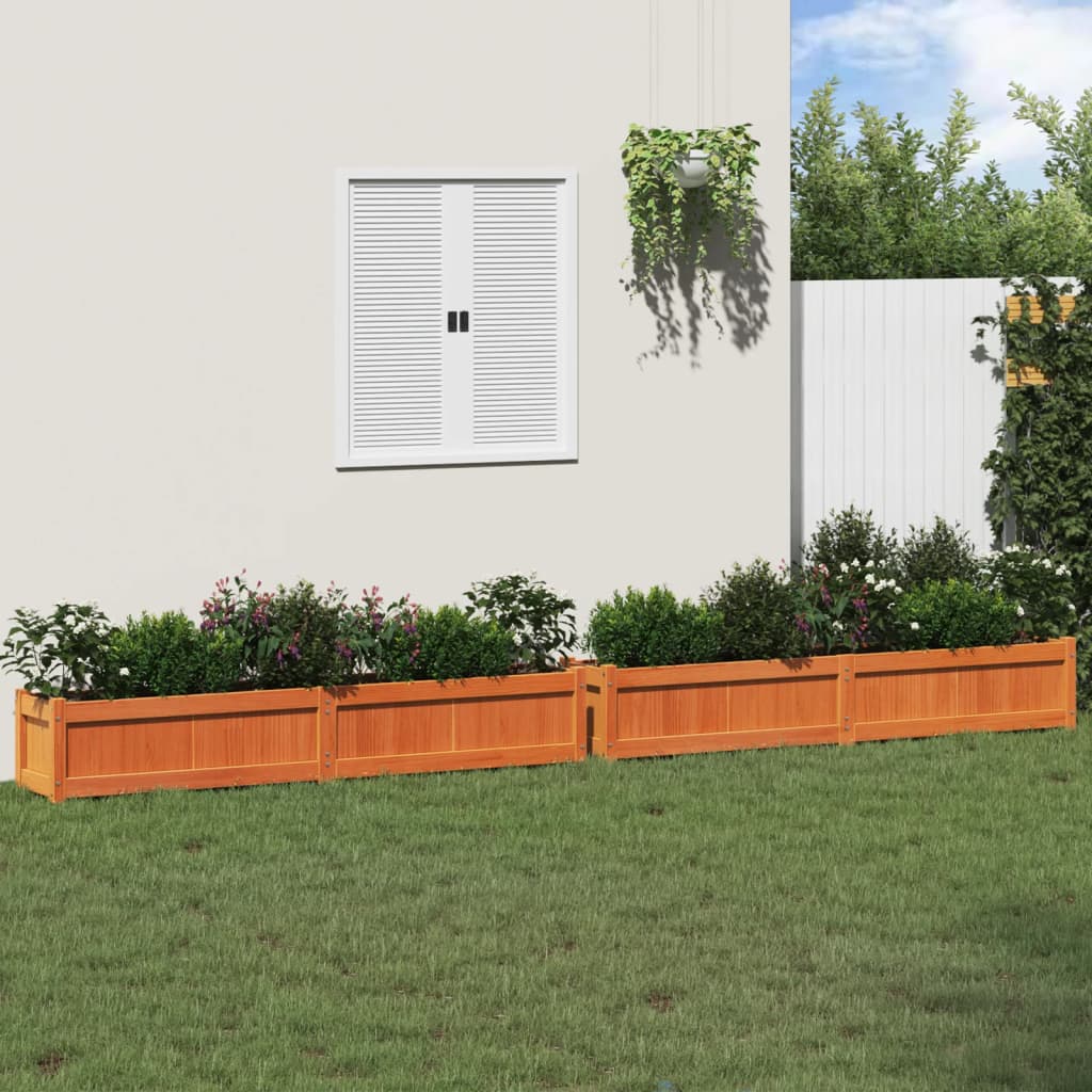 Jardiniere de gradina, 2 buc., maro ceruit, lemn masiv de pin — imaginea 2