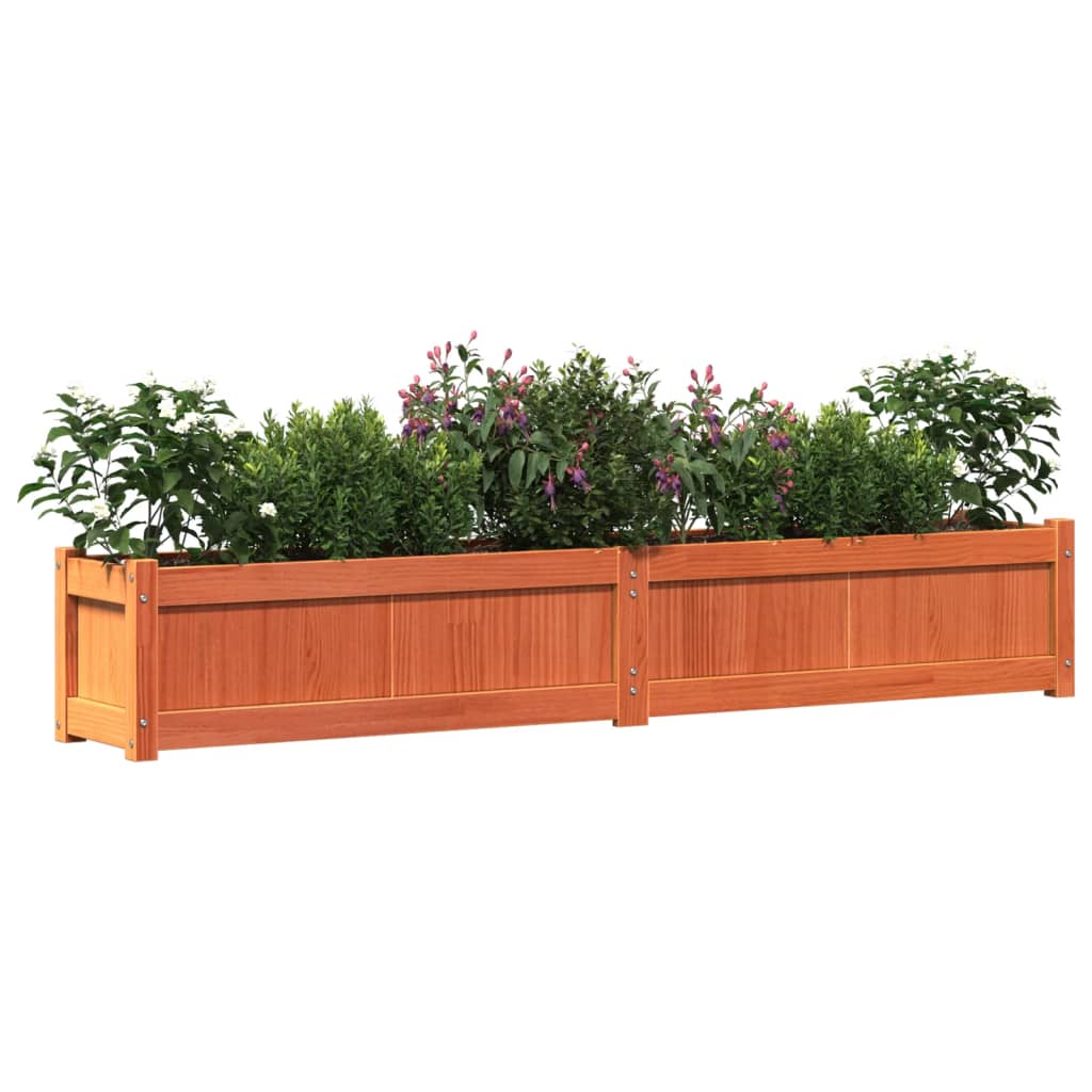 Jardiniere de gradina, 2 buc., maro ceruit, lemn masiv de pin — imaginea 4