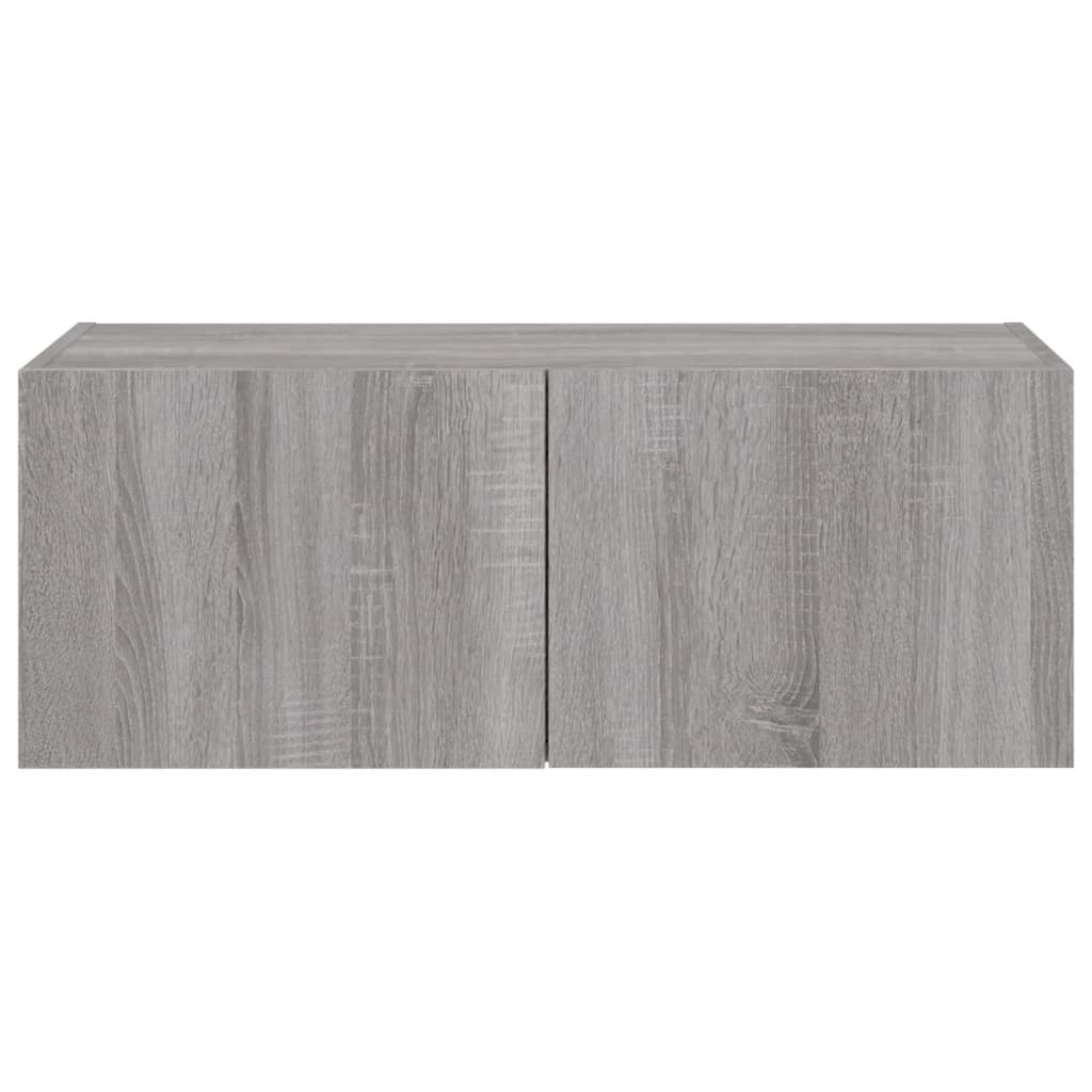 Comoda TV de perete cu lumini LED, gri sonoma, 80x35x31 cm — imaginea 9
