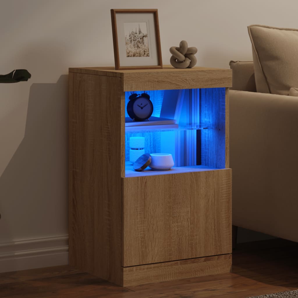 Servanta cu lumini LED, stejar sonoma, 41x37x67 cm — imaginea 4
