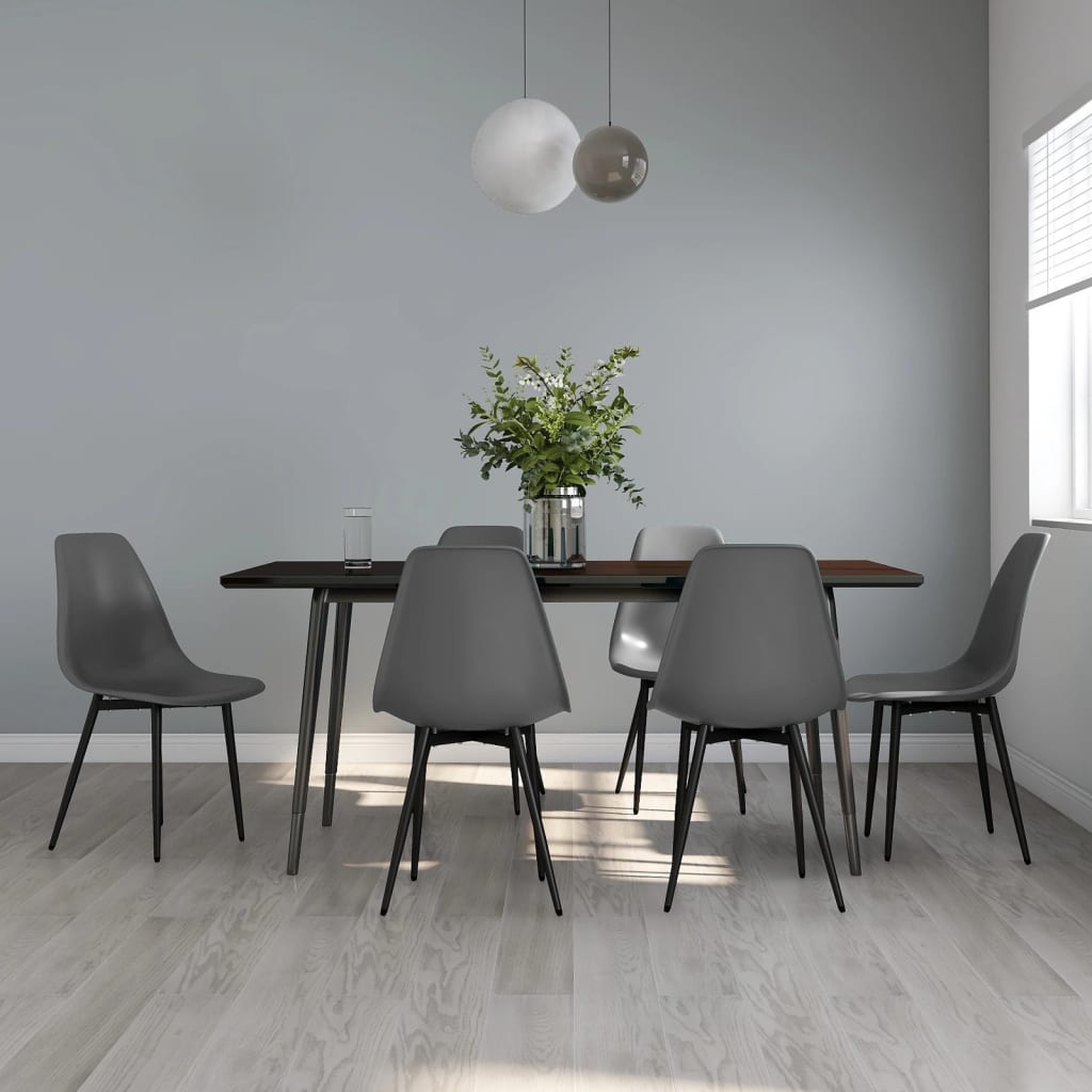 Scaune de bucatarie, 6 buc., gri, PP — imaginea 2