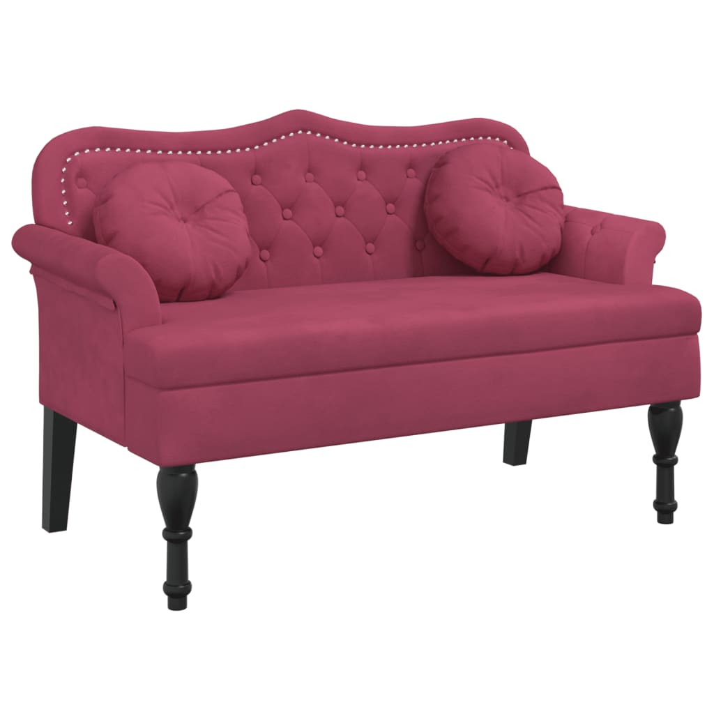 Bancheta cu perne, rosu vin, 120,5x65x75 cm, catifea