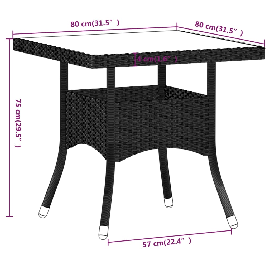 Set mobilier gradina, 5 piese, negru, poliratan si lemn acacia — imaginea 9