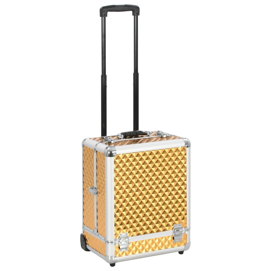 Troler de cosmetice, auriu, 35 x 29 x 45 cm, aluminiu
