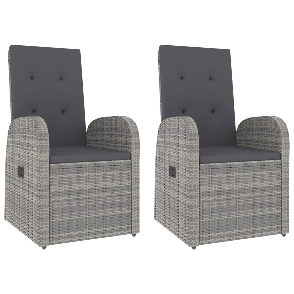 Set sezlonguri de gradina, 3 piese, poliratan și lemn acacia, model 2x scaun + masă, număr de articole 1 — imaginea 4