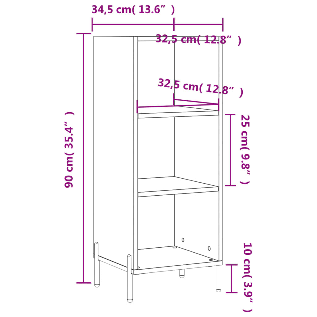 Servanta, gri beton, 34,5x32,5x90 cm, lemn prelucrat — imaginea 9