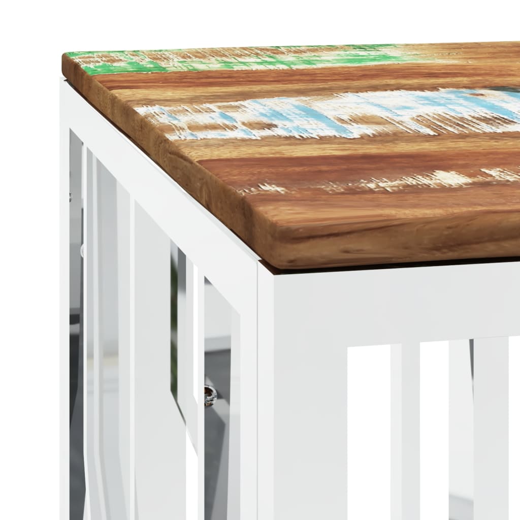 Masuta de cafea din otel inoxidabil si lemn masiv reciclat — imaginea 5