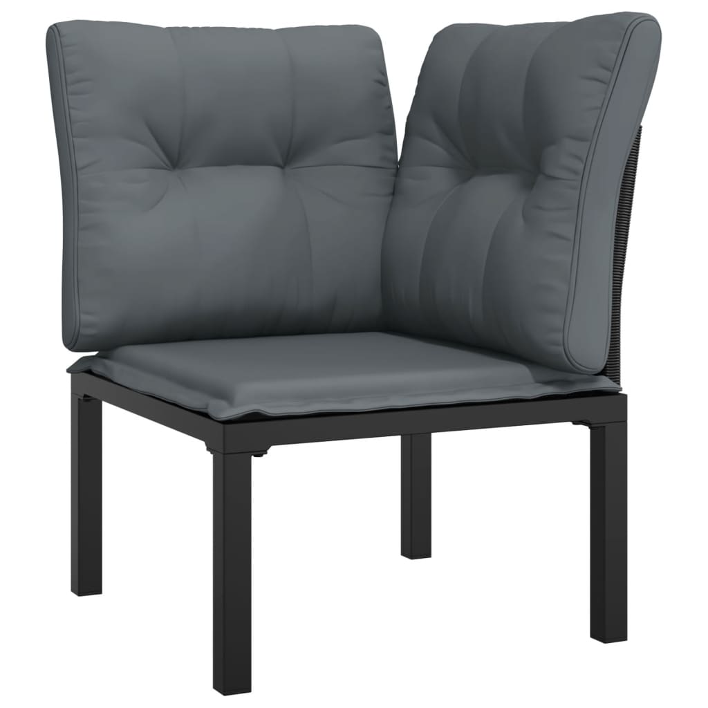 Set mobilier de gradina, 9 piese, negru si gri, poliratan — imaginea 4