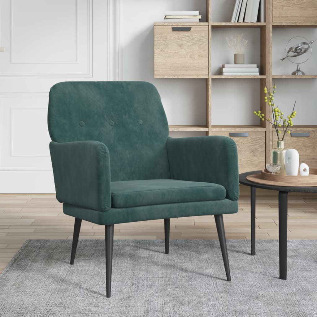Fotoliu, verde inchis, 62x79x79 cm, catifea — imaginea 2