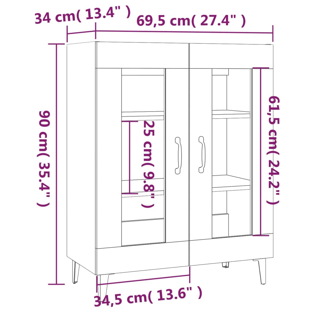 Servanta, stejar sonoma, 69,5x34x90 cm, lemn compozit — imaginea 9