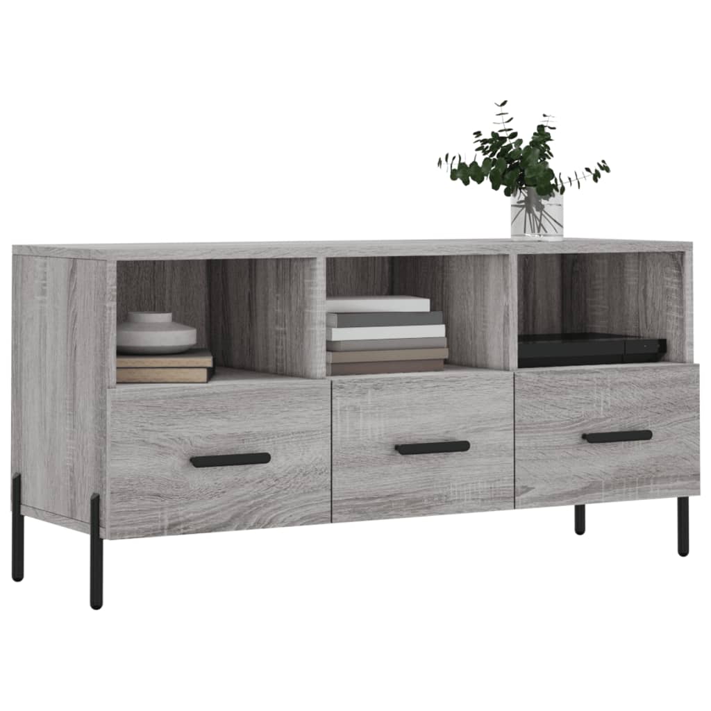 Dulap TV, gri sonoma, 102x36x50 cm, lemn prelucrat — imaginea 3