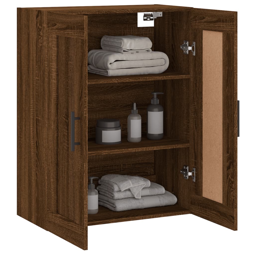 Dulap pe perete, stejar maro, 69,5x34x90 cm, lemn prelucrat — imaginea 5
