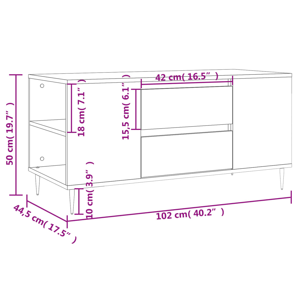 Masuta de cafea, negru, 102x44,5x50 cm, lemn prelucrat — imaginea 11