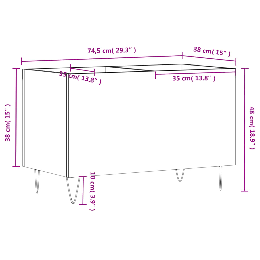 Dulap pentru discuri gri sonoma 74,5x38x48 cm lemn prelucrat — imaginea 9
