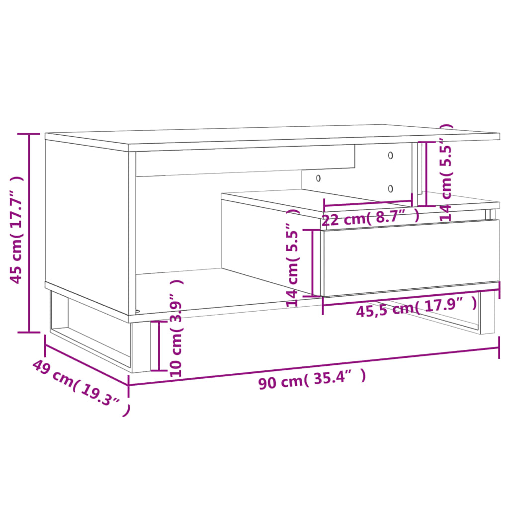 Masuta de cafea, negru, 90x49x45 cm, lemn compozit — imaginea 11