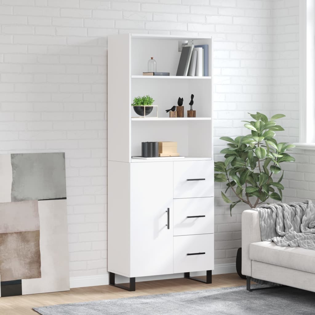 Dulap inalt, alb, 69,5x34x180 cm, lemn compozit — imaginea 2