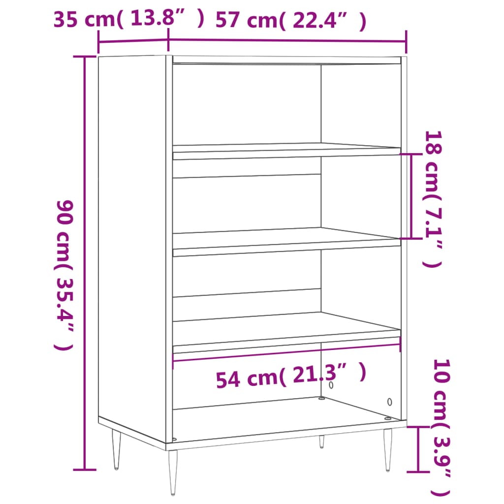 Dulap inalt, negru, 57x35x90 cm, lemn compozit — imaginea 9
